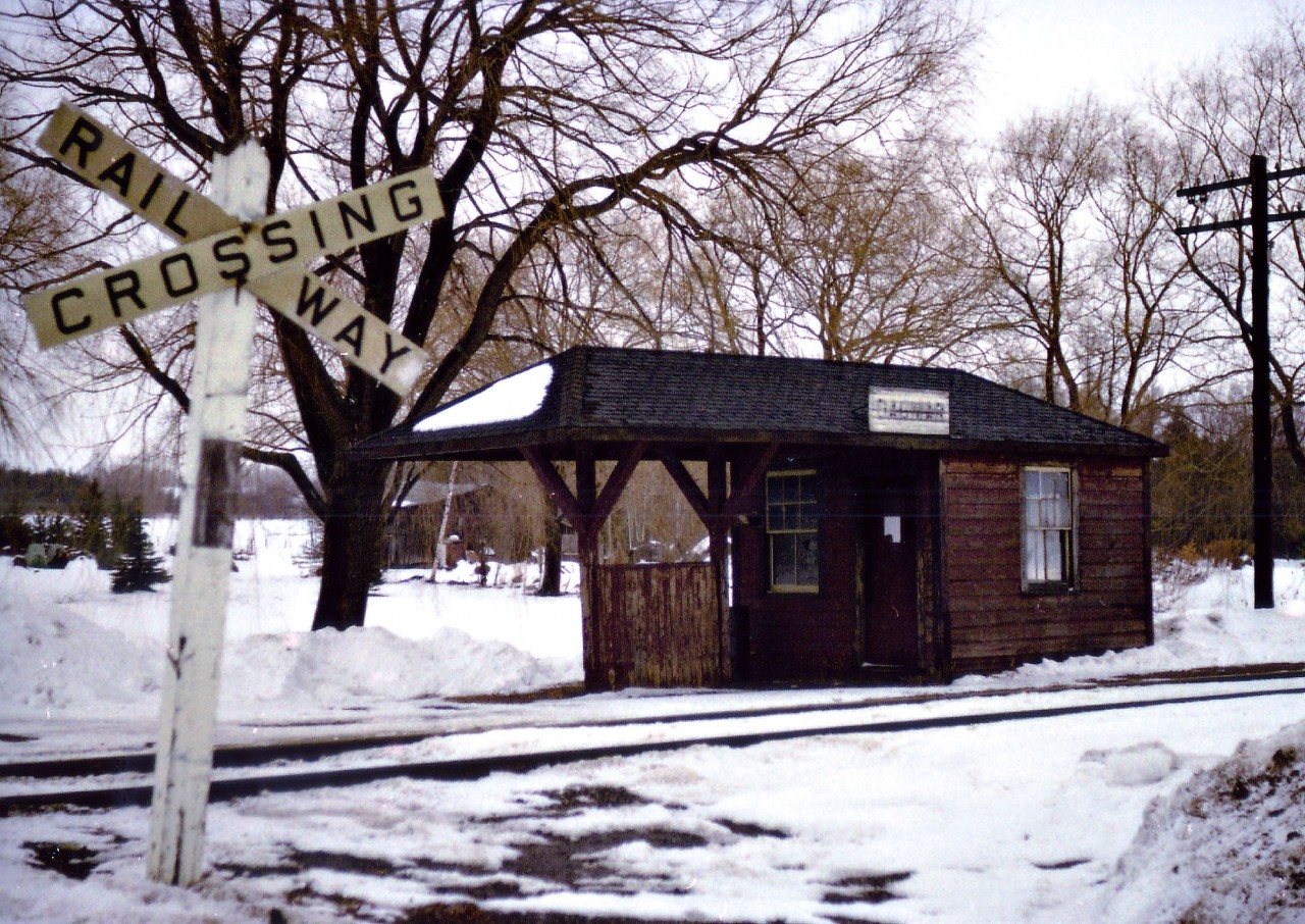 Once upon a time situated along the road of the same name, the little Dagmar station actually did see some passengers and the flag-stop especially became active tending to the needs of skiers that often made the trip to the Dagmar Ski Resort by train. Years ago, CP ran weekend Ski Trains to this location. By the time I got to visiting here, there were but one or two morning commuters that caught the Toronto-bound Budd cars out of Havelock. The 1920-era building still exists, but now part of a private residence, moved to the hamlet of Dagmar itself.