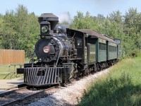 1919 built Baldwin 2-6-2 liveried as Edmonton Yukon and Pacific #107 makes its way round the Fort Edmonton Park circuit. The EY&P was a subsidiary of Canadian Northern and existed in the Edmonton area from around 1902 to 1909.