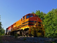 OVR 431  Departs North Bay on a beautiful day with RLK 3029 leading the short train to Sudbury