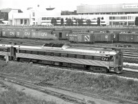 Built in 1955, RDC-1 #6117 is shown near Toronto's Union Station, circa 1976.