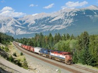 BCOL C40-8M 4624 and C44-9W 4652 bring 6200 feet of grain into the yard at Jasper on a gorgeous afternoon.