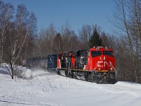 You never know what you'll get for power heading to and from North Bay on the Newmarket Sub. One day it can be an old SD40-2, and the next, as this day, a fresh-from-the-box looking GE ES44AC.
