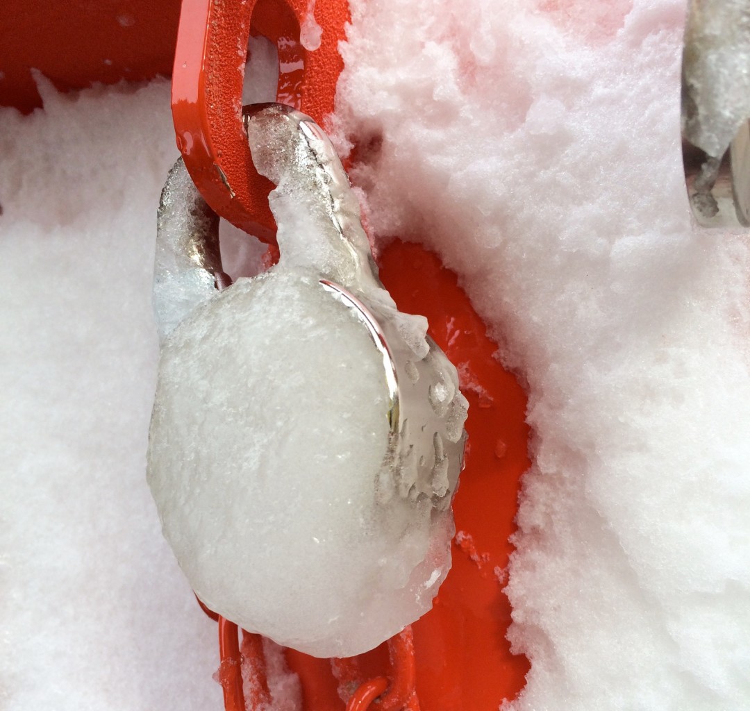 A closeup look at a very frozen lock during the winter of 2014.