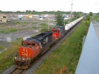 Which of us railfans wouldn't give an arm or a leg to shoot a lashup like this again....CN 323 heads back to Montreal from Vermont with CN 5353 and IC 6108 as power. It is on the Rouses Point Sub and will join the St-Hyacinthe Sub when it enters Southwark Yard shortly.