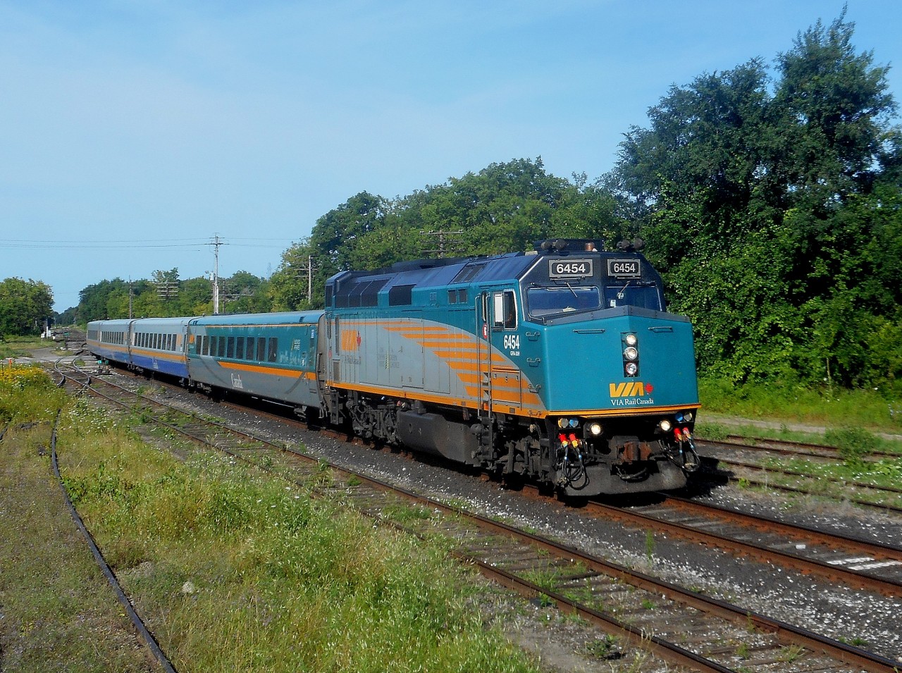 VIA 84 crosses Alma Street in Guelph as  it heads for Toronto.