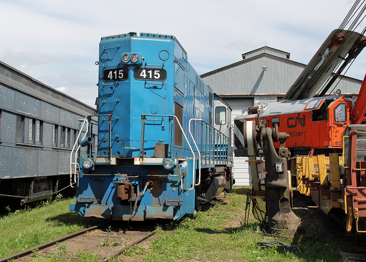 A new visitor to Alberta Railway Museum, Locomotive Leasing Company GP15-1 #415.