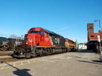 CN 5380 and WC 6003 team up to provide the power for 271. CN 5380 was built as MP 799 and was retired in late 2007 (and scrapped), WC 6003 is now Wheeling & Lake Erie 6316