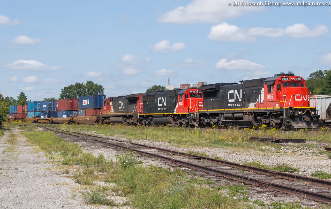 CN 148 cruises through Brantford with an awesome consist of three standard cab units.  Pretty much every train I had shot all week had an ES44AC leading so having CN 2036, CN 5448 and CN 2025 on 148 was a great treat for a Friday on my lunch.