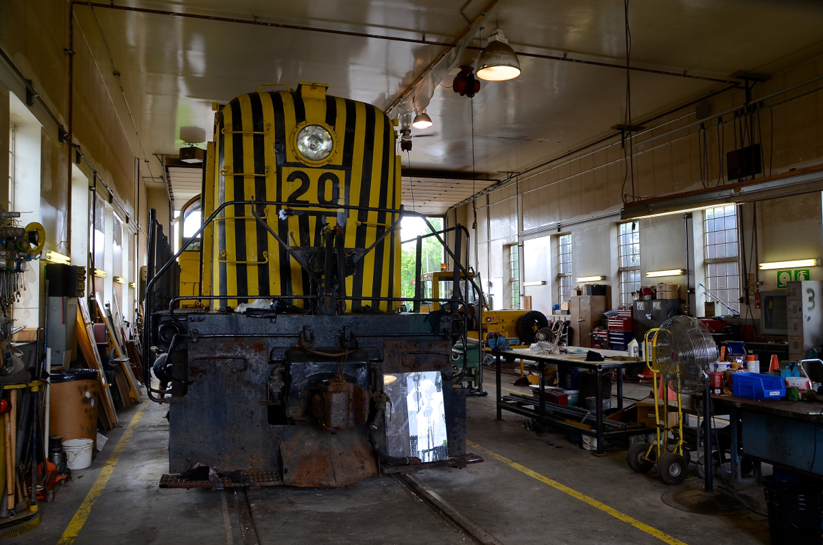 RS 20 is an MLW RS-2 and the first roadswitcher built in Canada. It is seen here in the Exporail's shop as they are planning to have it participate in the upcoming diesel weekend in mid-September.