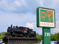<b>At the entrance to Exporail.</b> It's hard to miss the entrance to the Canadian Railway Museum , as a steam engine is situated at the edge of the parking lot. The steam engine was built by Baldwin in 1900 as a 2-4-0T called <i>E.E. Bigge</i> for Nova Scotia Steel & Coal and was not retired until 1962.