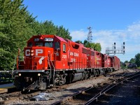 CP 318 has a trio of GP38-2's (CP 3129, CP 3039 & CP 3101) as it heads through Lasalle, on its way to Iberville and interchange with the CMQ.