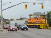 RLHH 3049 eases up to the intersection of Clarence and Colborne in Brantford with two hoppers for the Ingenia plant at the end of the Burford Spur.  RLHH 496 was running at the perfect time for me to grab a few shots before getting over to the office before 0800, definitely a good way to start the day!