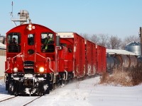 OSRX 1245 - OSRX 1244 pass through the small town of Belmont, ON with 10 cars for St. Thomas