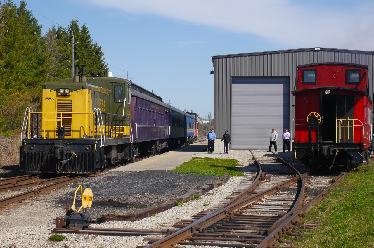 The first Market train of 2015 arrives in St. Jacobs. Visitors that day got a special surprise because that was also the day Essex Terminal Railway No.9 was fired up. Sadly, 61, a TH&B caboose was in the way to get a photo of both the steam engine and the Market Train.