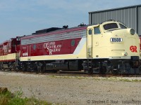 <b>Bob Merriam's</b> hard work basks in the sun at Salford - both 1620 and 6508 bearing his mark. Bob is an OSR mechanic who has a speciality in designing and repainting engine schemes - and has repainted OSR engines for the last 10 years or so. 1620 was the first engine repainted for OSR since 2007, and 6508 followed soon after the completion of 1620. Why in this order? Well, to start, 1620 was bought from CP, and the CP branding has to come off. By the time the branding was taken off so much of the engine was in primer, the decision was made to just paint the whole thing, and 6508 had to wait a couple months longer for its turn.<br><br>
On repainting 6508 - Bob said that 6508 sat in storage for 10 years at TMC - it did not move - and like any preserved railway equipment, the side facing the sun will dry out and stay in good condition, but the side facing north will essentially stay wet - wood will rot, and steel, it rusts. The Engineers side of 6508 rusted quite good and if you were close enough to it, it showed. Hence, 3 gallons of bondo were used in 6508, some new steel fabricated (as some holes were just too big!) as well, a new rear door fabricated from scratch - and of course, the paint.<br><br>
Bob mentioned the paint scheme was conceived not long after 6508 arrived on the property in 2012, and any similarities to existing units (RLK F's for example) is coincidence - simply took this long to get the project moved forward.<br><br>
A nice looking pair. Will there be more? We'll just have to wait and see..




