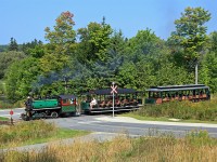 The Portage Flyer crosses Forbes Hill Drive returning home from its first run of the last day of steam operations for 2015.