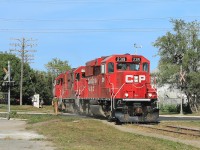 T07 passes through Peterborough en route to Toronto Yard with 30 cars in tow.  