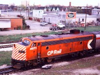 The Canadian departs West Toronto. Photo taken by my Brother from the overhead crane. Back in those days you could pretty much wander anywhere.