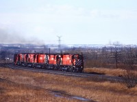 CP's one and only M640 4744 leads five big alcos on an eastbound freight. One of those shots you kick yourself for. My Brother skipped classes to to spend an afternoon at Port Hope. I stayed in class and never saw the M640 until it was donated to Exporail.