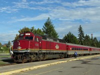 F40PHR CN 106 leads the Algoma Central Tourist Train out of the station away to the service sidings after the days run.