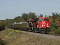 CN Train P617, with the Chairman of the Board and other executives on board rolls along the Edson Sub near Wildwood Alberta