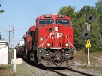 CP 420 departing the south siding switch MacTier, Monday, Sept 14, 2015