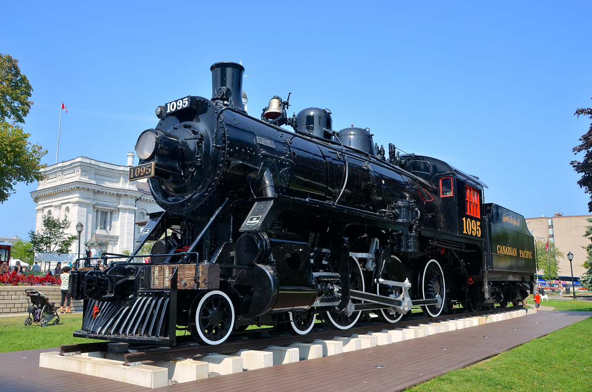 Recently restored and displayed in its hometown. Restored two years ago, CP 1095 is displayed in Confederation Park in Kingston, the city where Canadian Locomotive Company built it in 1913.