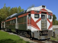 <b>A hockey mask RDC.</b> CP 9250, a rare RDC-4, is at the entrance of Exporail's main hall in what has been referred to as a 'hockey mask' paint scheme on the nose.
