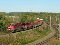 About a half hour after CP 2265 south passed by, CP 246 crawls into the steel city. 8907 leads the short southbound train. Surprisingly, no coil cars on were on 246 that day. 