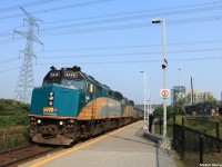 Transcontinental passenger train VIA #2, also known as 'The Canadian' is depicted here flying by the Langstaff GO Station Rail in Langstaff, Ontario heading for downtown Toronto from Vancouver. Today's VIA #2 arrived, impressively, only an hour and 5 minutes late into Toronto.