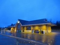 All is quiet as the Barrie South station waits out a wet cold evening.