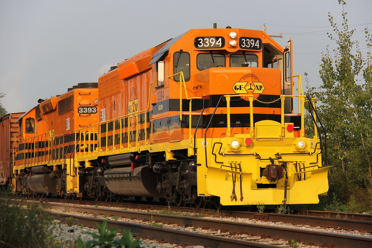 It is a muggy morning this 1st of September 2015 as GEXR 432 prepares to depart Kitchener for CN's MacMillan Yard in Vaughan. Today was the first time I saw the second of the two GATX blue and white SD40-2s to be repainted in the G&W yellow and orange paint that seems to be taking over. It looks nice!