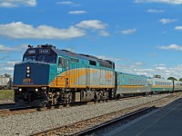 F40PH-3  VIA 6429 threads its way through the Smiths Falls yard en route to Ottawa.