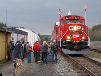 CP 2246 is seen stopped in Midhurst (Mile 67) with the 2014 CP Holiday Train. The turn out that year was incredible. They had anticipated a crowd, but was caught off guard (as was I) by the mass of people that awaited them as they arrived. The crew seemed slightly concerned and where kept very busy as people swarmed the train at all angles soon after arrival. After a short, and very successful stop, the train continued its journey north making several stops before reaching its final destination of that day in Sudbury.