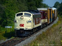<b>Looking Good</b> 6508 leads the first round trip of todays Woodstock turn at the Ingersoll 1 mile marker just outside of town limits with 30 cars of mixed traffic in tow. Honestly, in this humble photographers opinion, 6508 looks even better in active service than sitting at the shops at Salford. Why the first round trip? OSR made two round trips to Woodstock today, ran light to Woodstock from Salford between 10 and 11, lifted 30 or so cars, west from Woodstock around 11:15 AM, with work at Beachville, Ingersoll, and a final set off of 14 at Cami. Then the boys lifted more from Cami, ran back to Woodstock and set off at W. Coak later in the afternoon. Naturally, this means two round trips were completed and all done by 3:45 PM.<br><br>
I'd say 6508 can hold a candle to Christopher Wasney's shots of the Royal Canadian Pacific uploaded earlier today... I'm glad we have FP9A's in service in 2015, better get 'em while you can!




