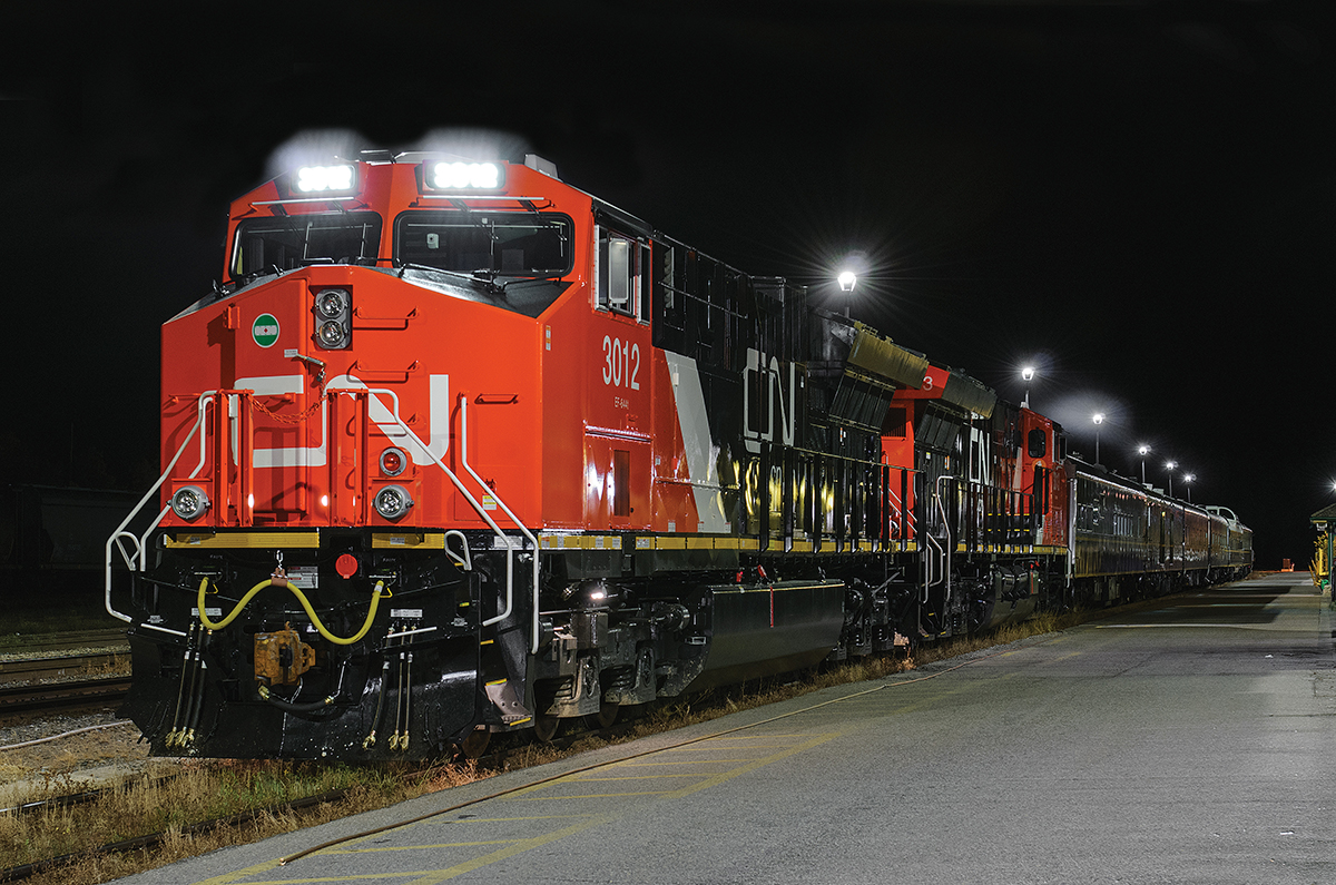 A CN Board of Director's special, P617, has just arrived on Jasper's station track for the night. Tomorrow they will continue their 4 day journey to Edmonton which has brought them from North Vancouver.