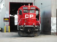 CP 4428 is seen sitting just outside of Russel Metals on the St James Industrial Spur. They are about to enter the building, pull out a small string of cars, then push some different cars in. CP 4428 is a former SOO Line GP38-2 built in July of 1979 and was repainted for CP in early 2012. Although it may not be in SOO colours anymore, it's nice to see this unit still operating!