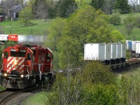 CP's daylight eastbound Expressway blazes through Newtonville with 2 SD40's