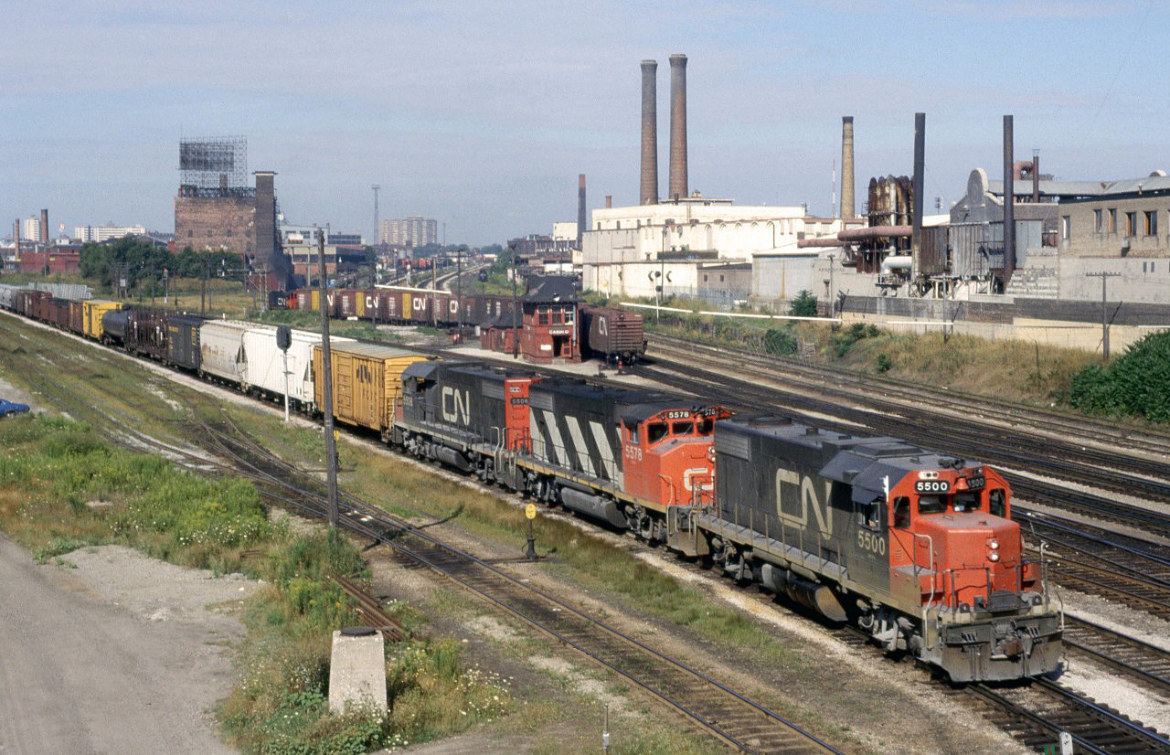CN was still running a few trains through Toronto's downtown in 1979. CP also brought trains through.