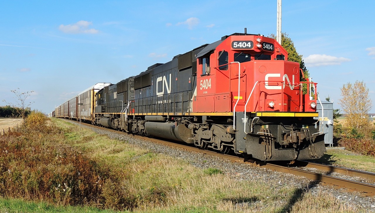 A very long 401 in late afternoon about 10 miles east of Drummond.