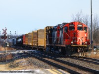 CN 4116 and 4112 cross John Counter Boulevard and approach the VIA station at Kingston. I was lucky enough to photograph 4116 twice in 2012. Once here at Kingston, and again in September closer to home at Brantford...view it here:  <a href="http://www.railpictures.ca/wp-content/uploads/2015/10/4116-Brantford.jpg">http://www.railpictures.ca/wp-content/uploads/2015/10/4116-Brantford.jpg</a>