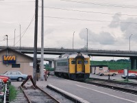 The little trains that did.
<br>
<br>
Via Rail train # 161 readies to depart*  Ste-Foy for Gare du Windsor.
<br>
<br>
Throughout the mid eighties  all Quebec City trains terminated / originated at Ste- Foy due to road and related construction near the Gare du Palais.
<br>
<br>
For two plus decades, the seventies under the CP Rail flag (trains #151 to #156) and the eighties under the VIA flag (#159 through #164), the CPR / CP Rail  Budd Cars shuttled the 175 north shore CP Rail  miles  six times a day between Gare du Palais  and  Gare du Windsor.
<br>
<br>
 Notably, by eliminating some intermediate stops  CP Rail scheduled ( 1976 timetable)  the single Budd Car  trains #152 and #154  at 3 hours for the 175 mile run including FIVE intermediate stops! That is an average  58.7 m.p.h. !
<br>
<br>
 (  as a comparison  the CN  Rapido, with multiple road (cab) units,  Bonaventure to Union, scheduled 5 hours for 335 miles including TWO intermediate stops ( 1969 timetable)  for an  average 67 m.p.h. )
<br>
<br>
( * or is this #160 arriving?  Either way those are Via Rail train numbers that have not been seen for decades! )
<br>
<br>
At Ste- Foy, P.Q., June 26, 1984,  Kodachrome by S.Danko.
<br>
<br>
P S [ So it is with some amusement that October 2015 VIA decides to 'test' Budd Cars out of Ottawa ! (  although arguably some Via Rail crews probably have never seen nor know what a Budd Car is !! ]



