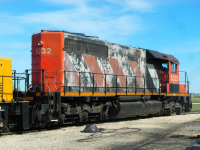 Former Ex-CN VLSX 5232 sits at the Prairie Dog Central yard waiting for it's next job. I've heard it's going to get repainted, but it hasn't yet.