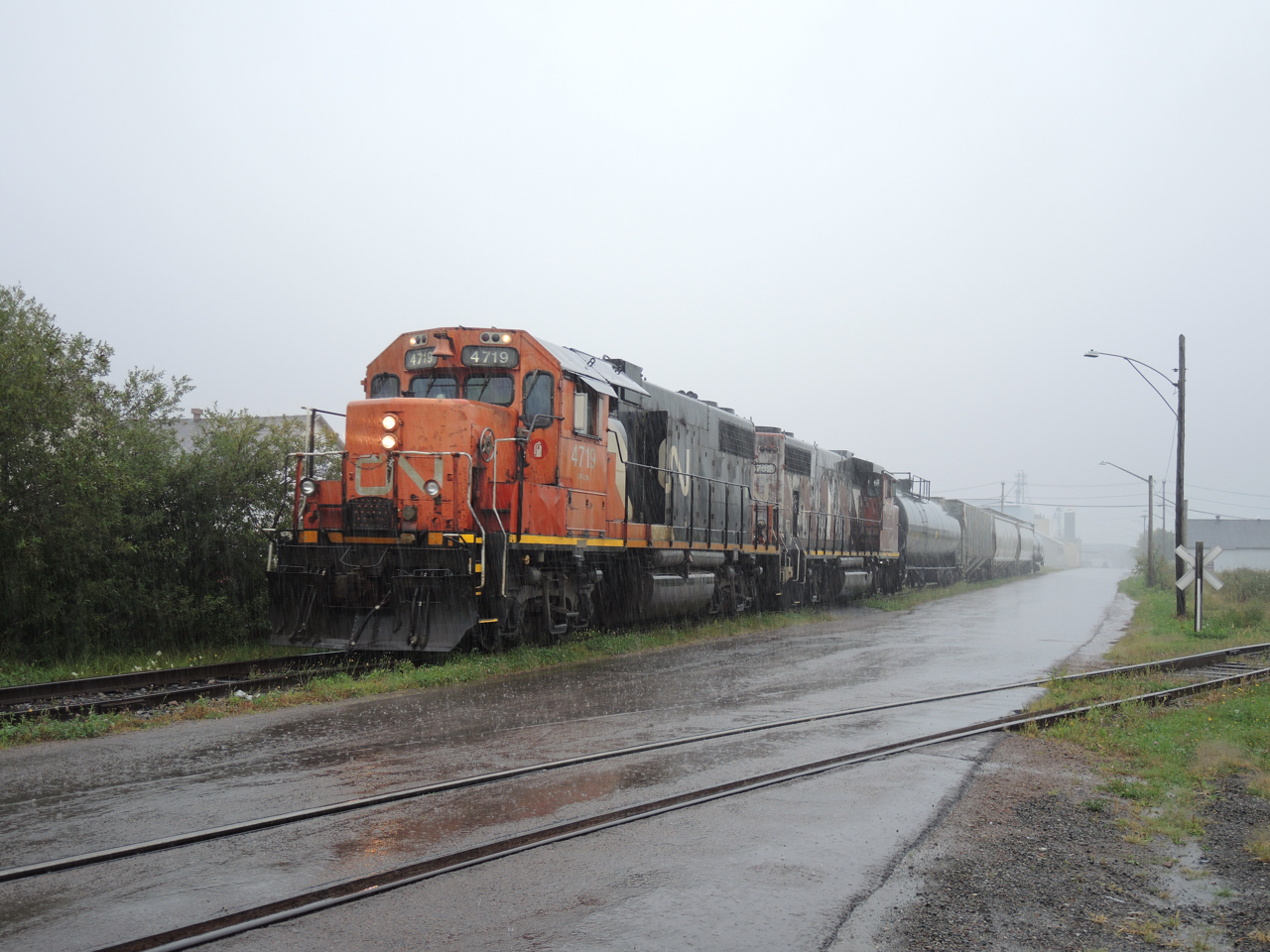 Captured in the poring rain, switching industry city of Moncton
