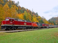 CN 106, 4796 & 105 with an 18 car Agawa Canyon Tour train consist at Agawa Canyon Park on the last run of 2015. The Coalition for Algoma Passenger trains is trying to find a new operator, in the meantime with regular passenger service halted and CN failing to make any announcement about running the tour train in 2016, the future of any form of passenger service on this line appears very much in doubt. The root cause of this deplorable situation: the Federal Conservatives' decision that the train did not qualify for the remote rail program - in spite of a complete lack of roads much less any other form of public transportation in many of the locales served by the train. Passenger Rail - in spite of receiving less than 1% of the government spending given to other modes http://www.comt.ca/english/statistics.pdf - is constantly under attack by so-called fiscal conservatives who claim we’re spending too much on trains. Why? Because of slight-of-hand misinformation by highway/aviation special interests to keep you focused on the flea instead of the elephant. As we head to the polls, those who support passenger trains should remember the federal governments' decision to cut ACR's, as well as VIA's, meager funding leaving people stranded in towns with no other form of public transportation, all while spending billions on roads, marine terminals, airports, sidewalks ect, which aren't expected to pay their own way much less operate at a profit. Here's to making our vote count October 19. Check out my website at http://northamericabyrail.info , Cheers, Pete