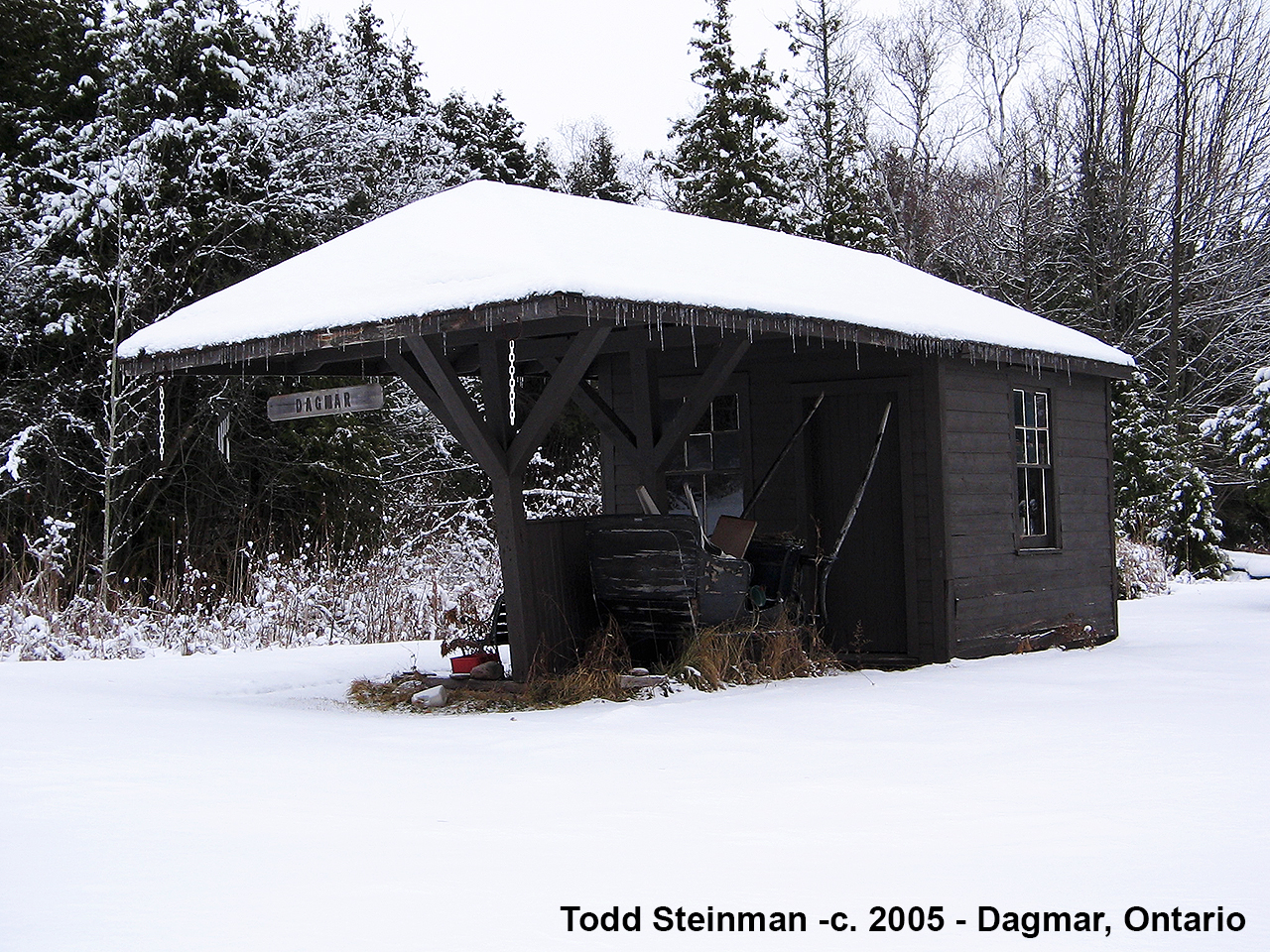 A.W. Mooney posted a photo not too long ago of the little old flag station known as Dagmar. This station served on the line that was once part of the old CP mainline, originally built by the Ontario and Quebec Railway. Now privately owned. You can find Mr. Mooney's photo which shows the station still used by the CP, by clicking here: http://www.railpictures.ca/?attachment_id=19725