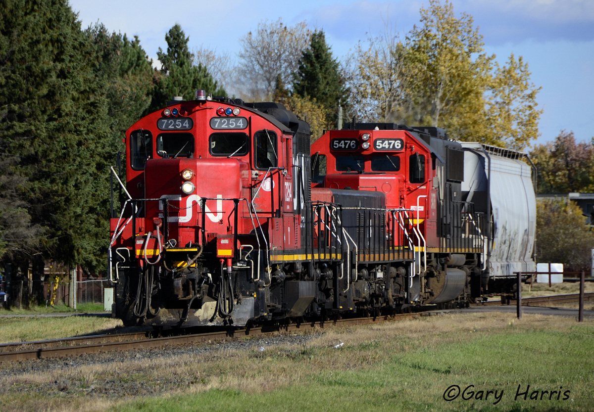 CN 7254 transfer movement from PA-Yard to Neebing Yard with one car.