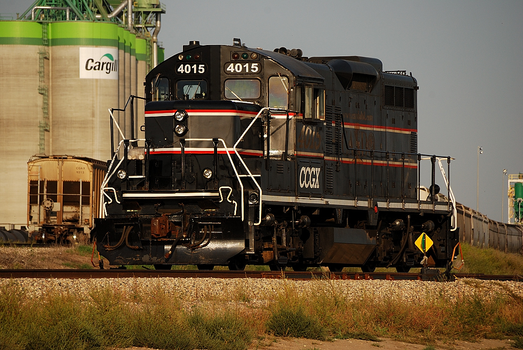 CCGX 4015 rests between switching assignments at Cargill in Clavet, SK