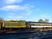 <b>Positioning before a night shoot.</b> CN 1382 does a bit of positioning of railway equipment at Exporail before the 'Illuminated Trains' night shoot.