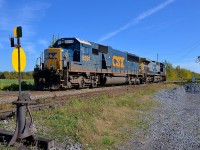 <b>A 31 year old EMD backing up.</b> SD50-2 CSXT 8591 (built as BO 8591 in 1984) back up to CN 327's train after setting off cars on the Valleyfield sub in Coteau with the help of CN 538. When the train departs AC4400CW CSXT 207 will lead. 
